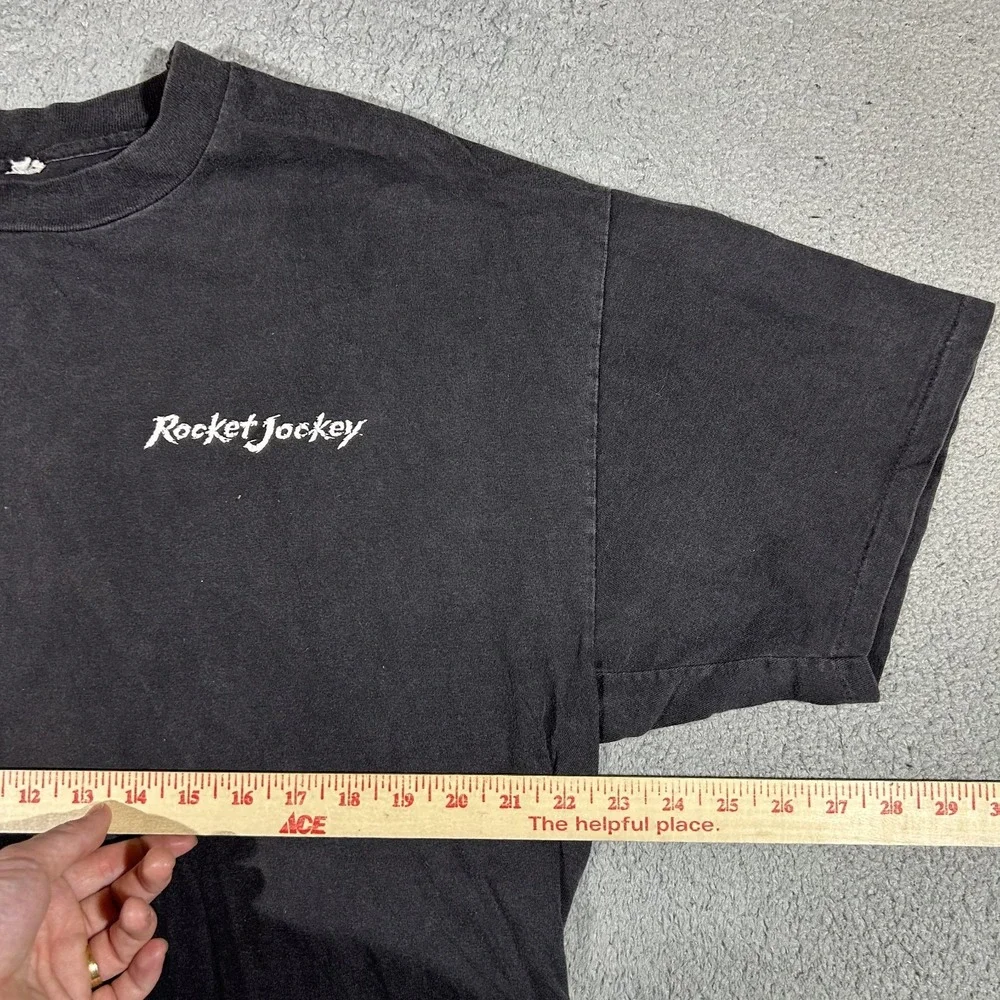 Vintage 90s Segwsoft Rocket Jockey Pc Game Black Promo T-shirt Mens XL #3613